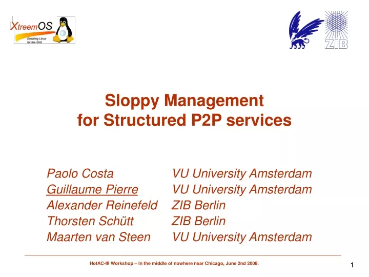 sloppy management for structured p2p services