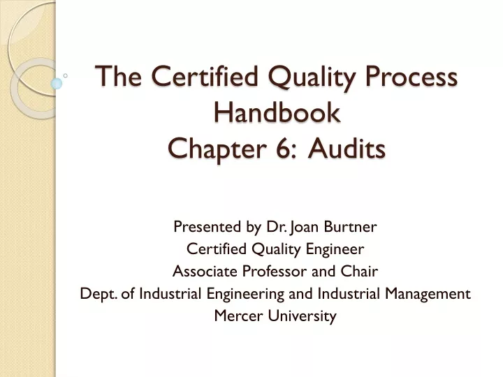 the certified quality process handbook chapter 6 audits