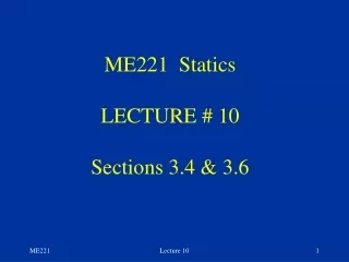 ME221  Statics LECTURE # 10 Sections 3.4 &amp; 3.6