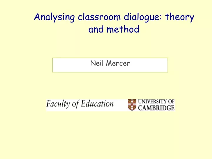 analysing classroom dialogue theory and method