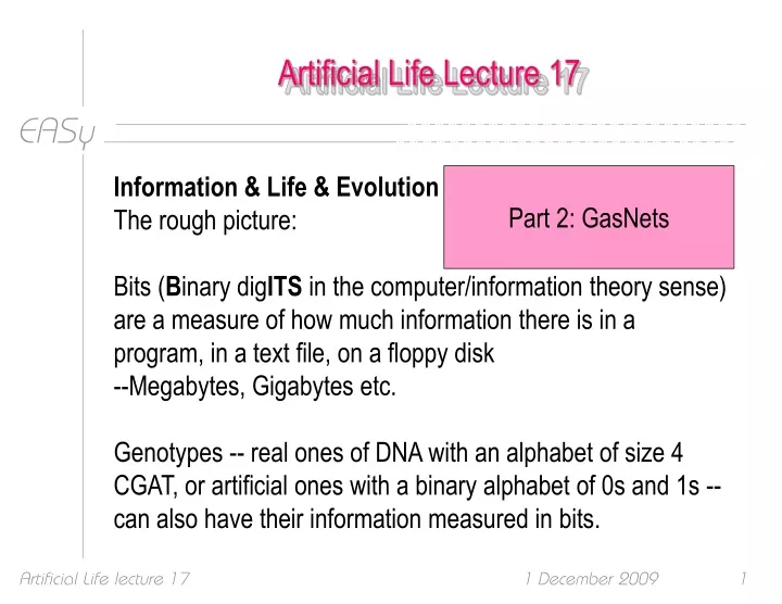 artificial life lecture 17
