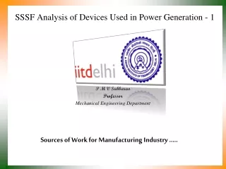 SSSF Analysis of Devices Used in Power Generation - 1