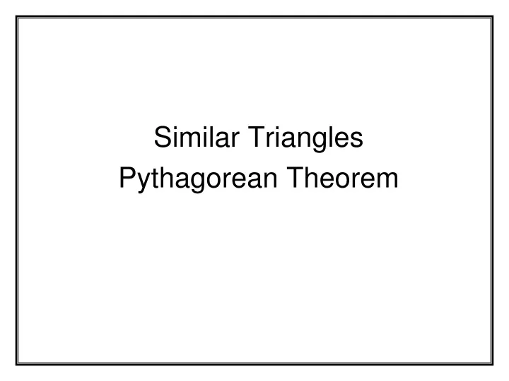 similar triangles pythagorean theorem