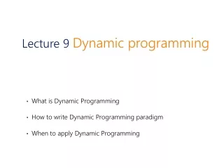 Lecture 9  Dynamic programming