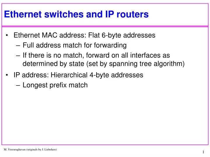 ethernet switches and ip routers