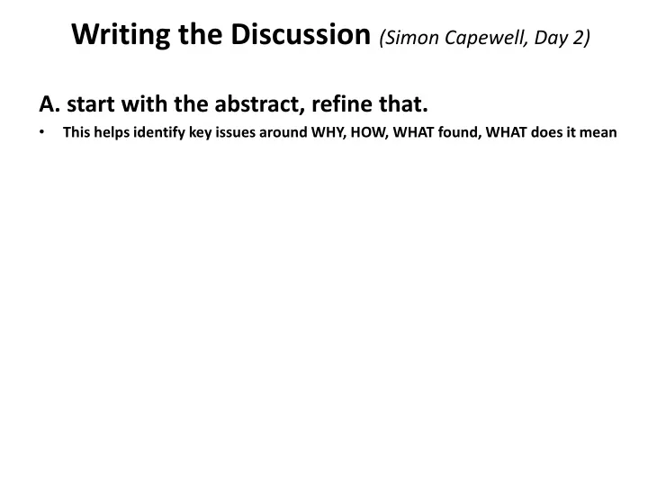 writing the discussion simon capewell day 2