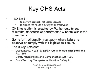 Key OHS Acts