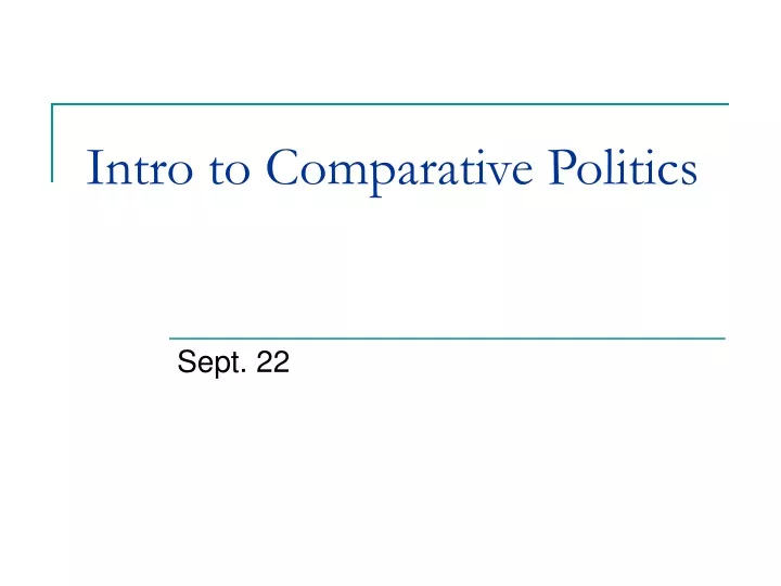intro to comparative politics