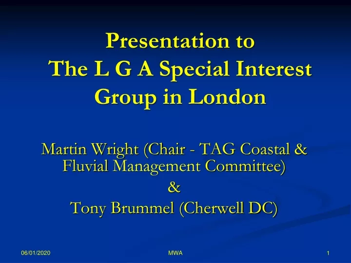 presentation to the l g a special interest group in london
