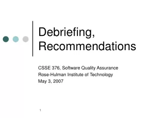 Debriefing, Recommendations