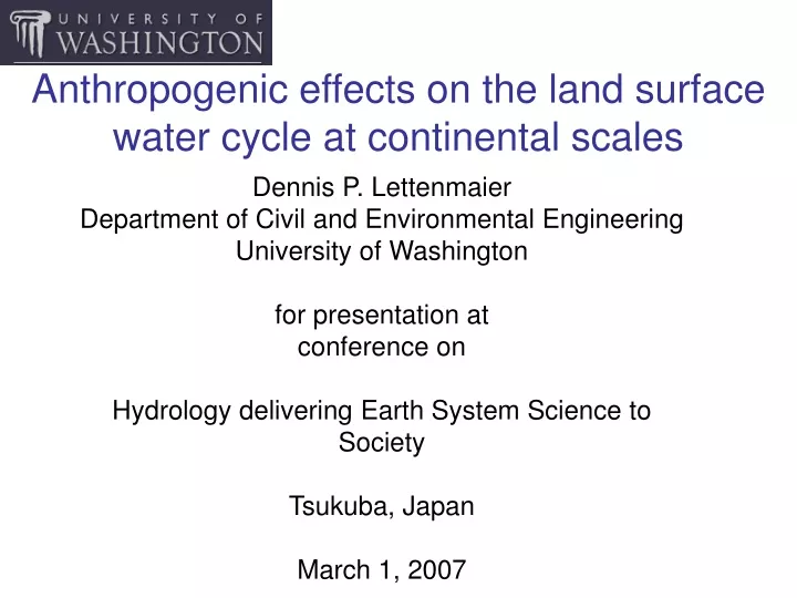 anthropogenic effects on the land surface water