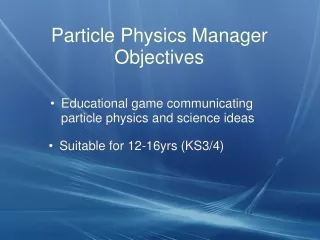 Particle Physics Manager Objectives