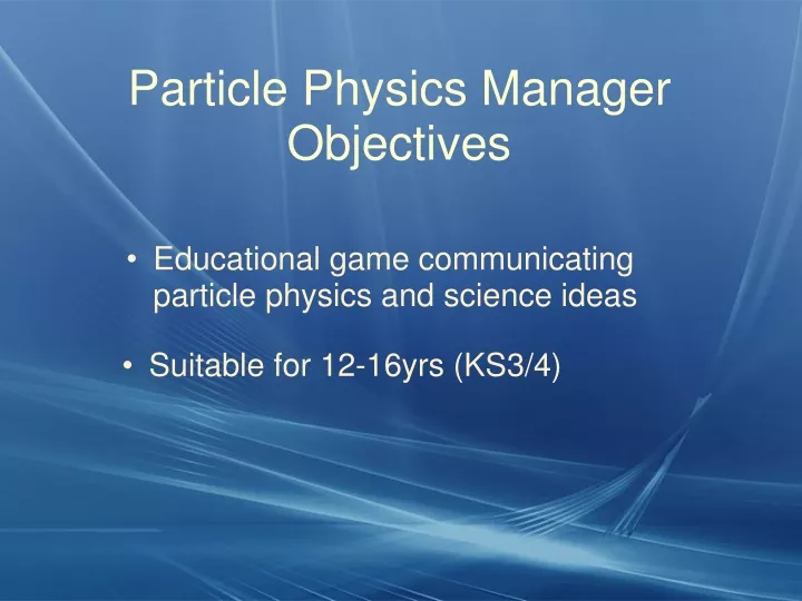 educational game communicating particle physics and science ideas