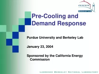 Pre-Cooling and Demand Response