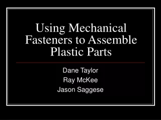 Using Mechanical Fasteners to Assemble Plastic Parts