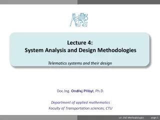 Lecture  4 : System Analysis and Design Methodologies