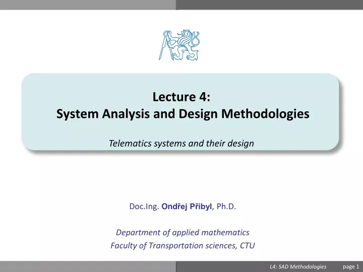 lecture 4 system analysis and design methodologies