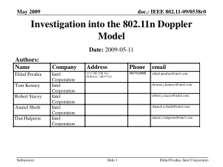 Investigation into the 802.11n Doppler Model