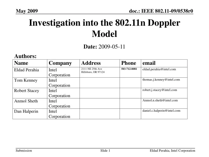 investigation into the 802 11n doppler model