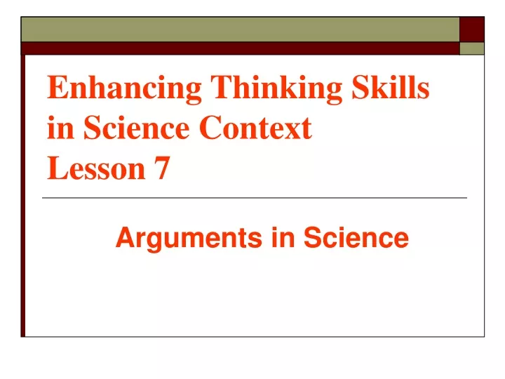 enhancing thinking skills in science context lesson 7