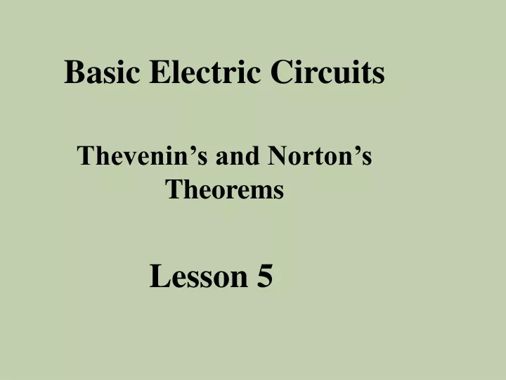 basic electric circuits