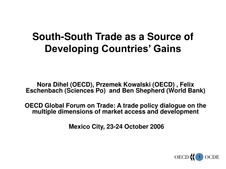 south south trade as a source of developing countries gains