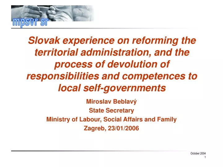 miroslav beblav state secretary ministry of labour social affairs and family zagreb 23 01 2006