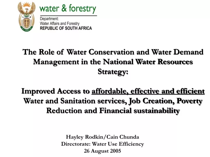 the role of water conservation and water demand