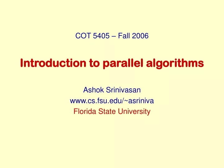 introduction to parallel algorithms