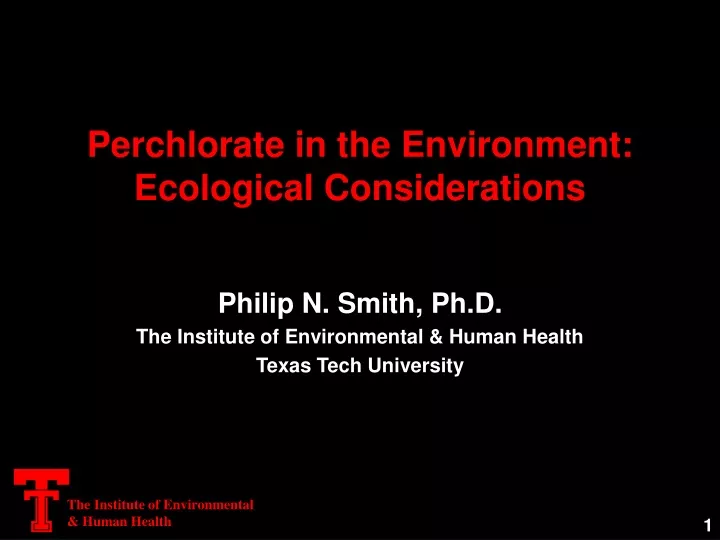 perchlorate in the environment ecological considerations