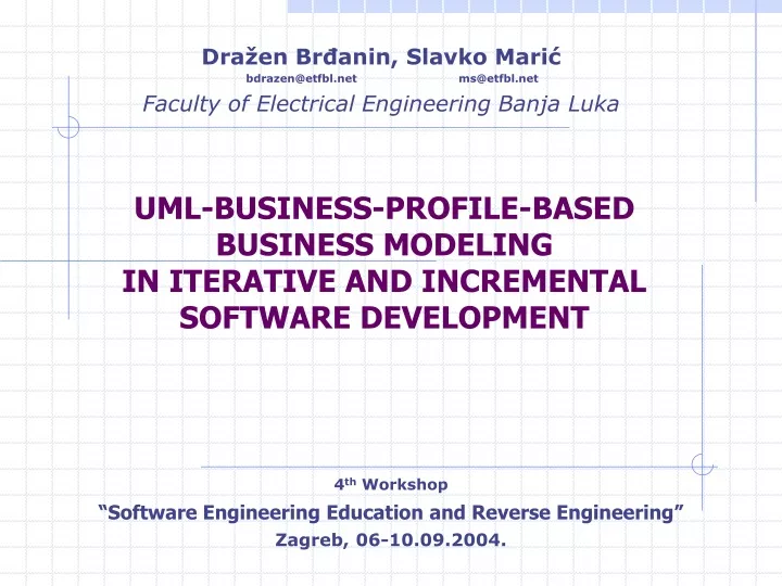 uml business profile based business modeling in iterative and incremental software development