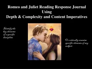 Romeo and Juliet Reading Response Journal Using  Depth &amp; Complexity and Content Imperatives