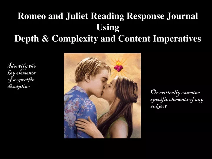 romeo and juliet reading response journal using
