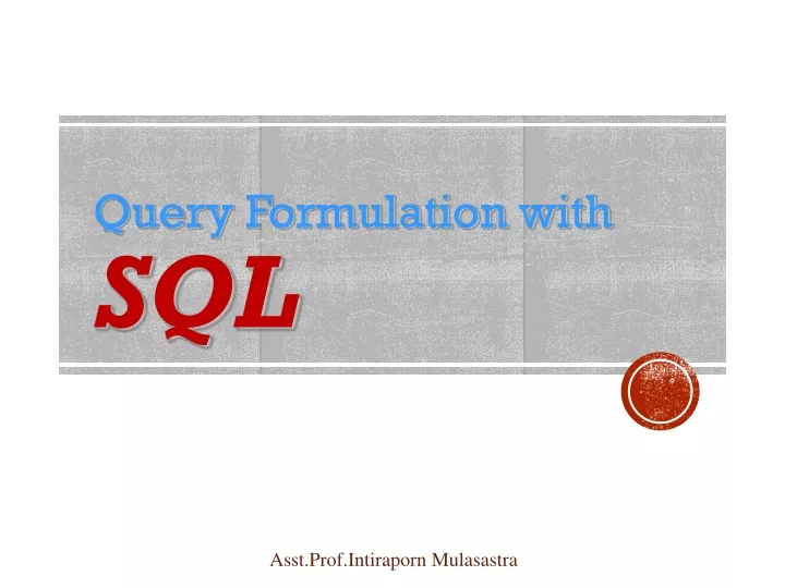 query formulation with sql