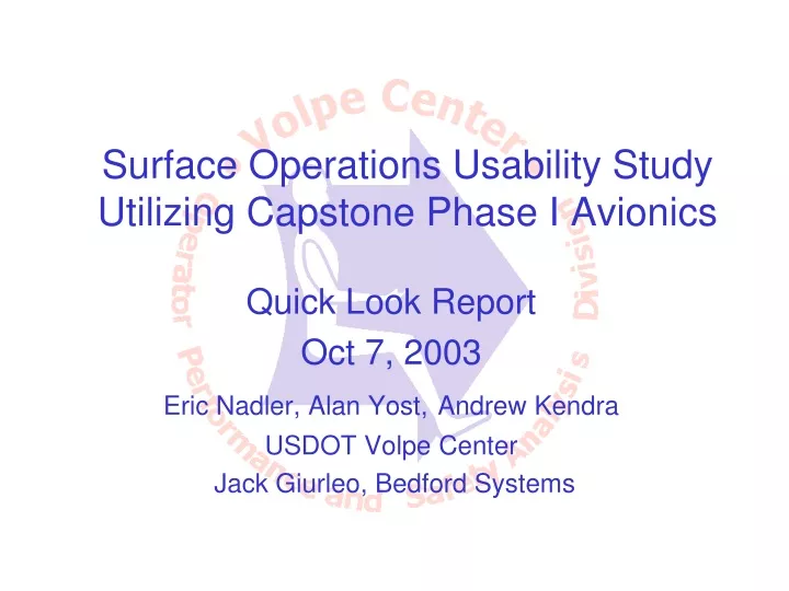 surface operations usability study utilizing capstone phase i avionics