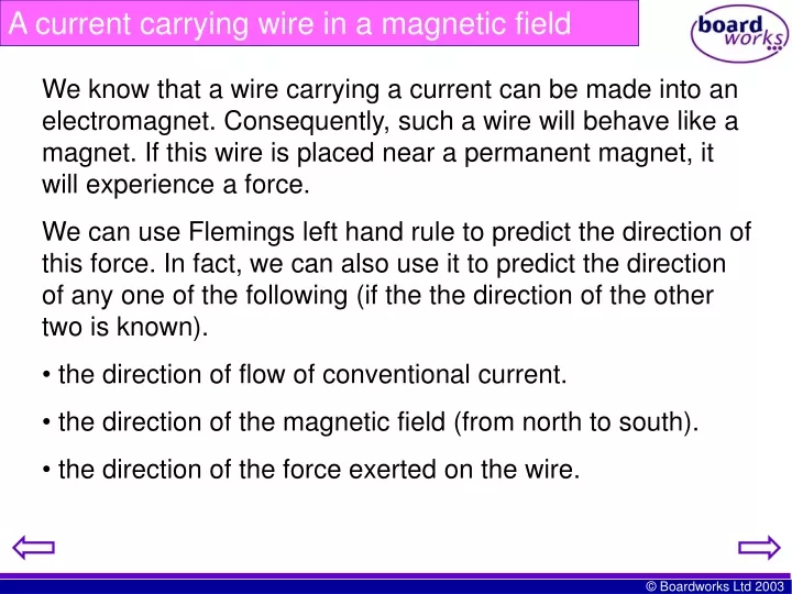 a current carrying wire in a magnetic field