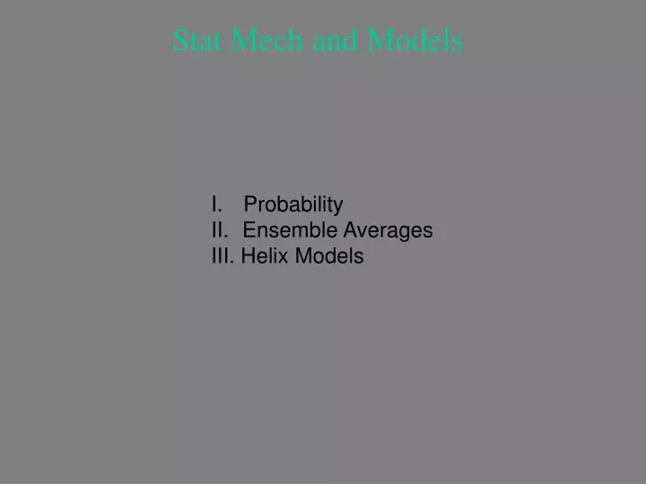 stat mech and models