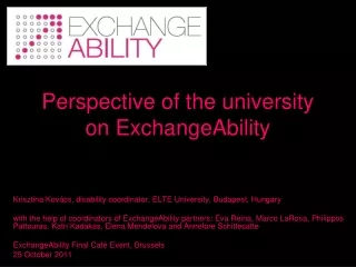 Perspective of the university on ExchangeAbility