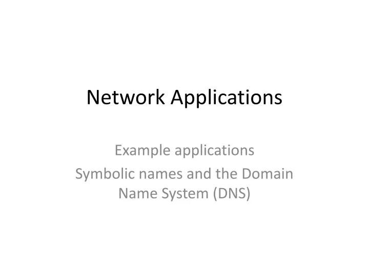 network applications