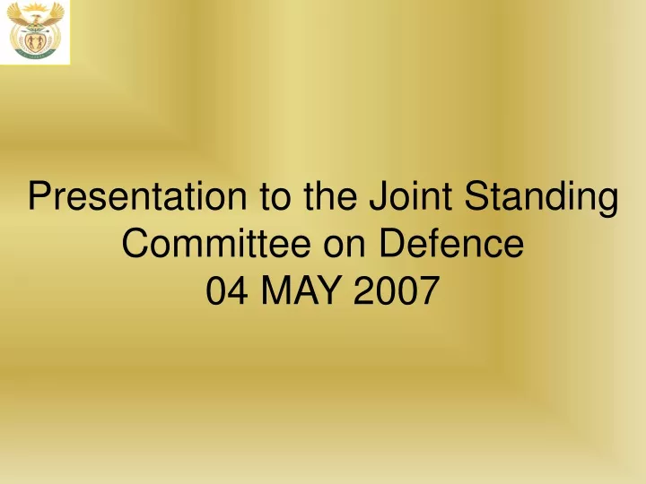 presentation to the joint standing committee