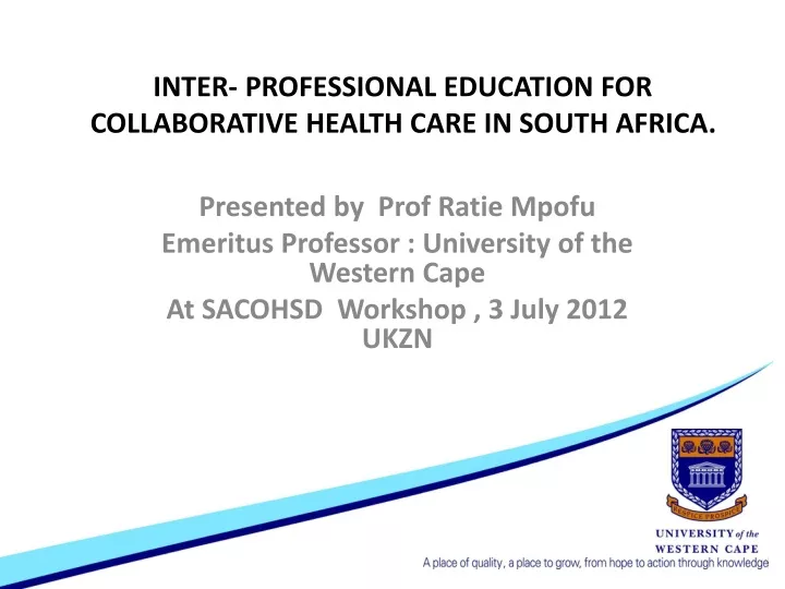 inter professional education for collaborative health care in south africa