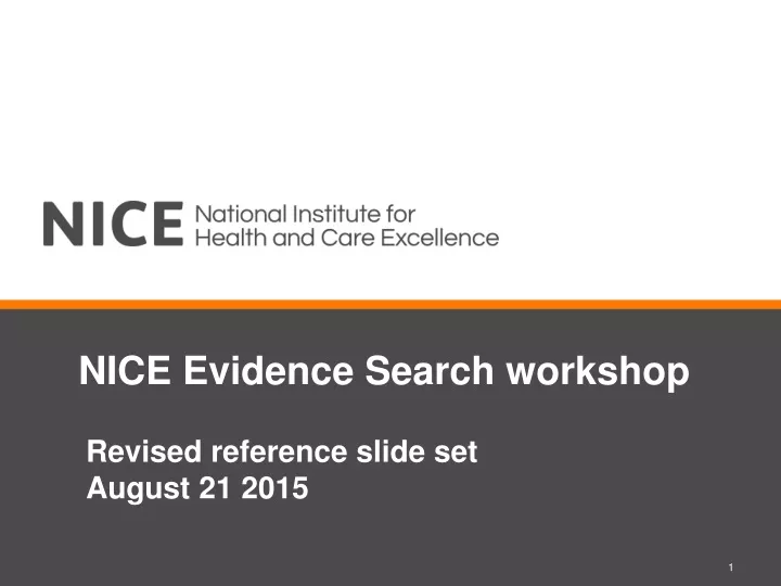 nice evidence search workshop