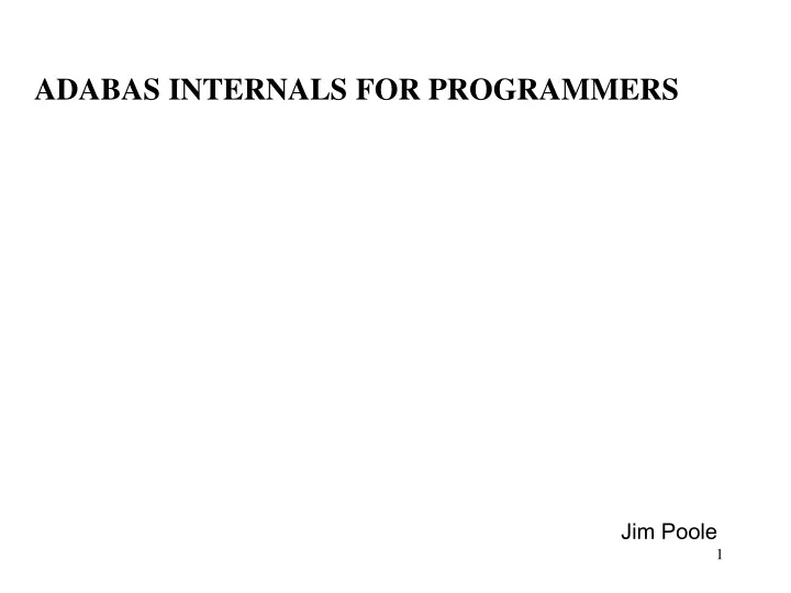adabas internals for programmers
