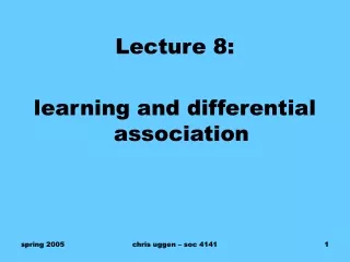Lecture 8:   learning and differential association