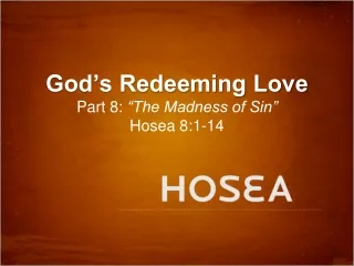 God’s Redeeming Love Part 8:  “The Madness of Sin” Hosea 8:1-14