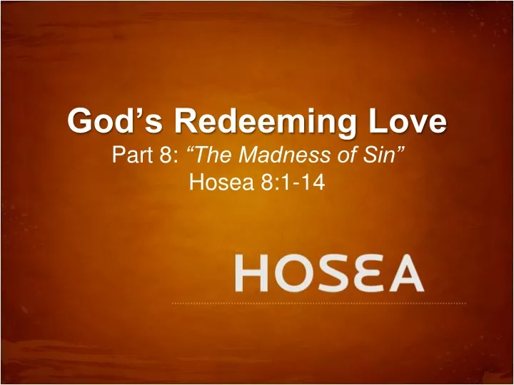 god s redeeming love part 8 the madness of sin hosea 8 1 14