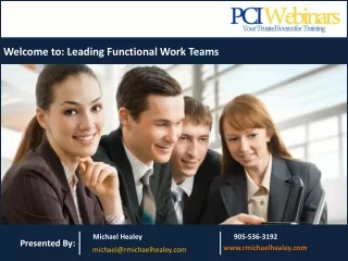 Welcome to: Leading Functional Work Teams