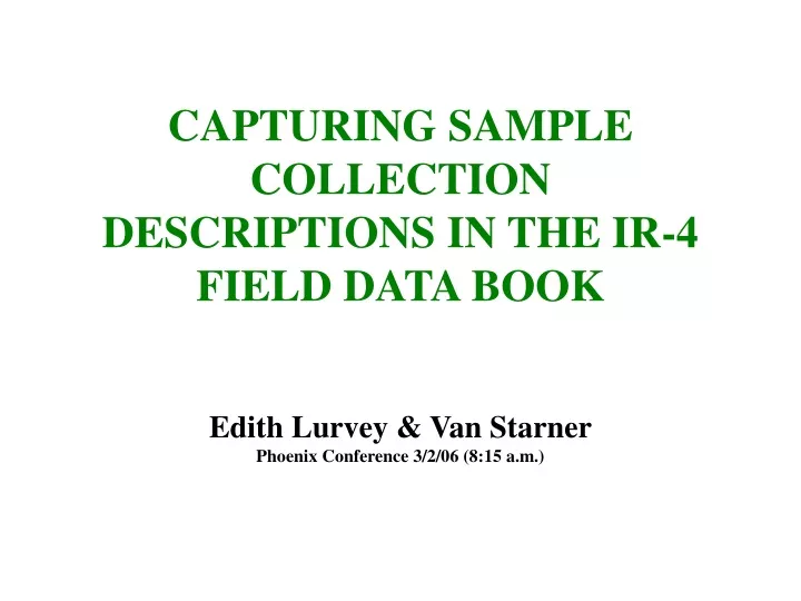 capturing sample collection descriptions