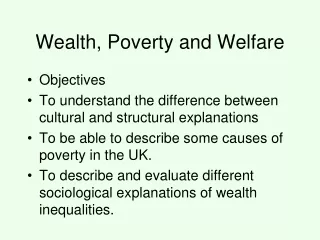 Wealth, Poverty and Welfare