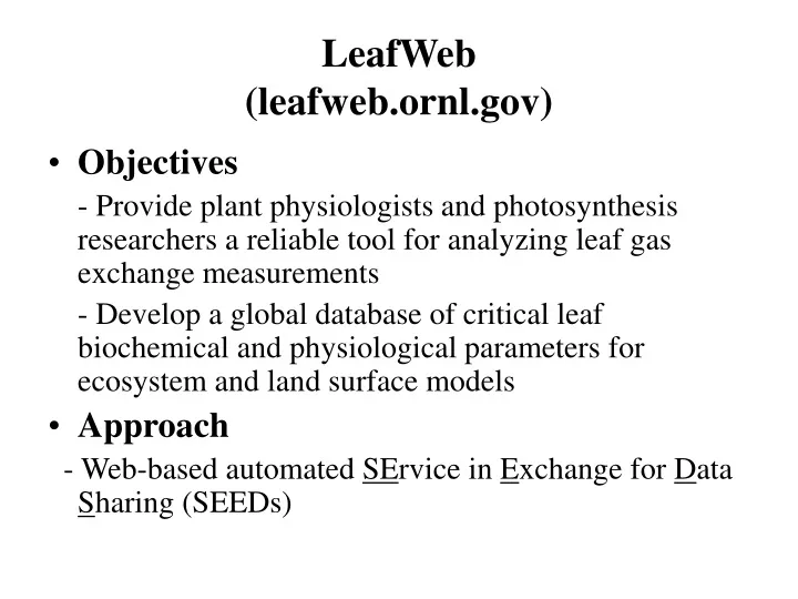 leafweb leafweb ornl gov